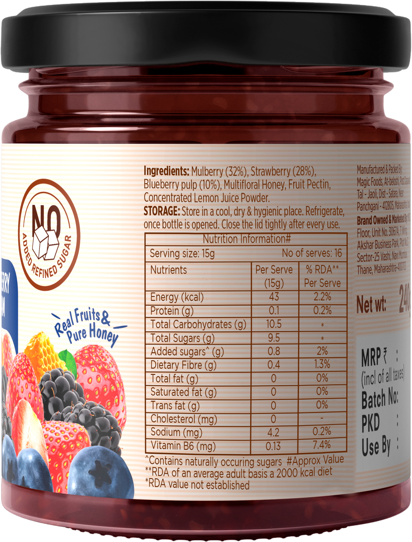 Mixed Berry Honey Jam - 240g