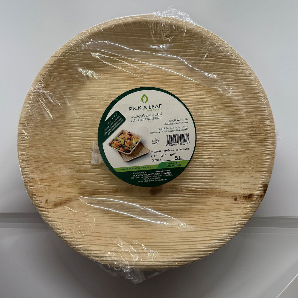 10’ Shallow Round Areca Leaf Plate (10x10)