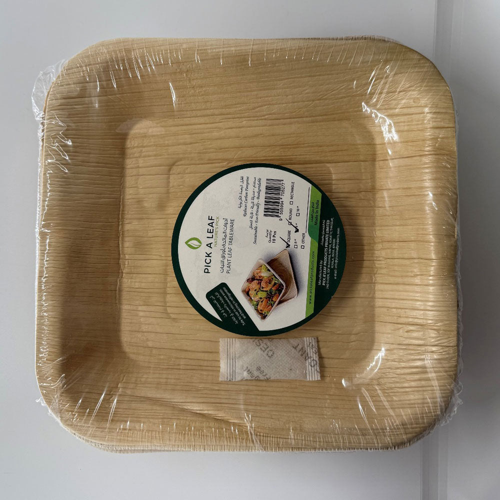 9’ Shallow Square Areca Leaf Plate (10x10)