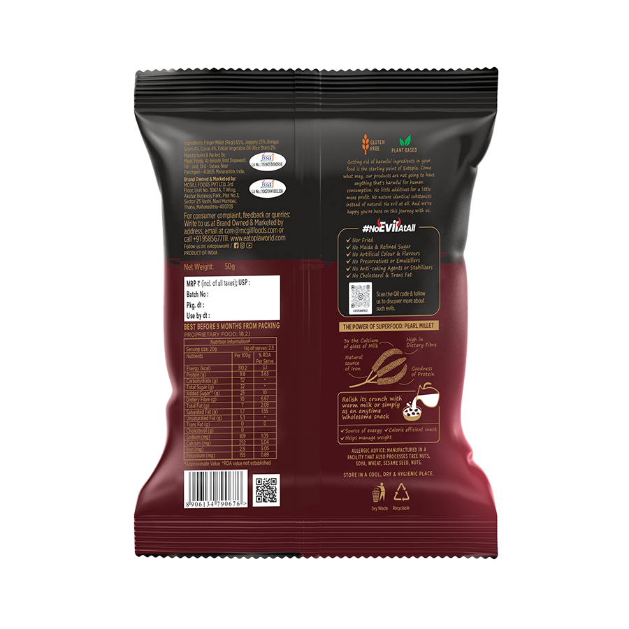 Superfood Millet Bites: Ragi & Chocolate (50g)